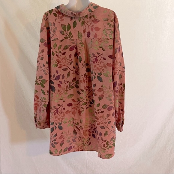 Denim & Co. Women's Button Down Shirt - Pink and Green - Picture 6 of 8